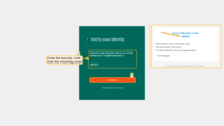 After that, the user must enter the security code from the incoming email in their mailbox (2), and click "Continue" (3).