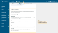 Navigate to the "Security" tab (3). Enable one or more available 2FA methods and complete the setup steps (4).