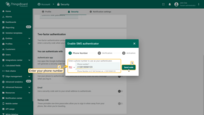 Enter the valid phone number (2), and click "Send code" (3).