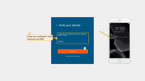 After that, the user must enter the security code from the SMS message (2), and click "Continue" (3).