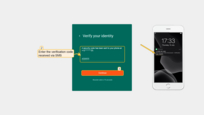 After that, the user must enter the security code from the SMS message (2), and click "Continue" (3).