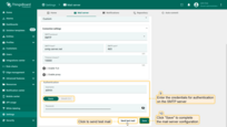 Enter credentials for SMTP authentication. Use either the "Basic" or "OAuth 2.0" authentication method. Now, you can send a test email to verify the settings. Finally, click "Save" to complete the mail server configuration.