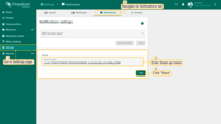 Login to your SENTIENT UI as a system administrator. Navigate to "Settings" page, "Notification" tab. In "Slack settings" window paste copied Slack API token to "Slack api token" row and click "Save".