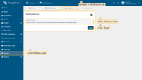 Login to your SENTIENT UI as a tenant administrator. Navigate to "Settings" page, "Notification" tab. In "Slack settings" window paste copied Slack API token to "Slack api token" row and click "Save".