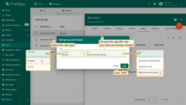 In the dialog window: select the <b>role type</b>, choose the <b>specific role</b> you have previously created, and click "<b>Add</b>" to apply the role to the group.