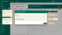 Perform the required actions: Select a <b>new owner</b> or the user from the dropdown list; Add the user to one or more <b>existing user groups</b>, or <b>create a new group</b> if needed. Click "<b>Update</b>" to confirm and apply the changes.
