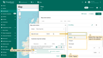Select the map item type to be placed — in this case, it's "Marker". The custom action function field contains a default function that displays a dialog for creating a device or an asset — exactly what we need. Then, click "Add".
