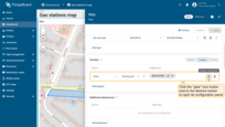 To configure a specific polygon, switch to the map widget's edit mode. Then, in the "Polygon" tab under the "Overlays" section, click the "gear" icon button next to the desired polygon to open its configuration panel.