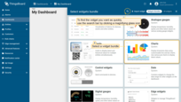 Choose a <b>widget bundle</b> (for example, <b>Charts</b>). To quickly find your desired widget, use the search bar by clicking the magnifying glass icon and entering the widget's name;