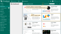 Choose a <b>widget bundle</b> (for example, <b>Charts</b>). To quickly find your desired widget, use the search bar by clicking the magnifying glass icon and entering the widget's name;